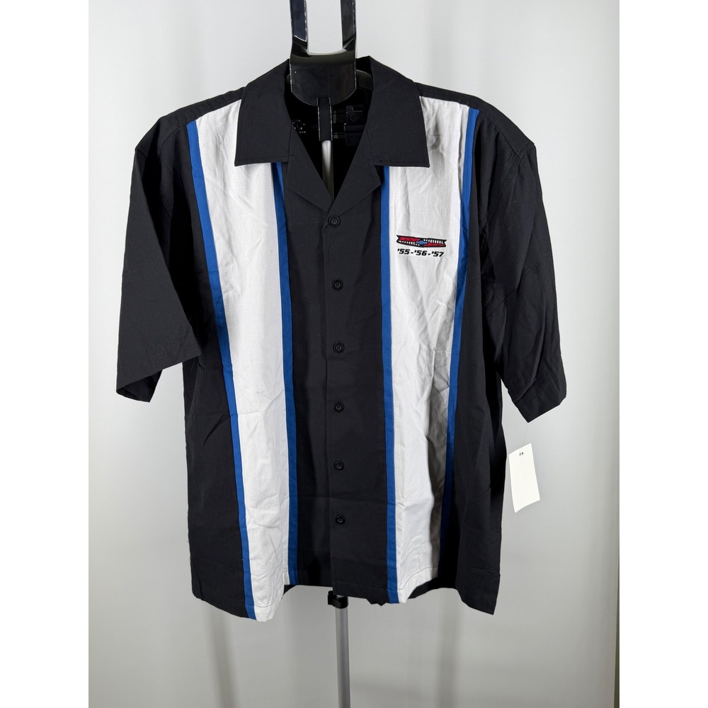David Carey GM Chevrolet 55 56 57 Tri-Five Bowling Shirt‎ Mens Black 2X NWT